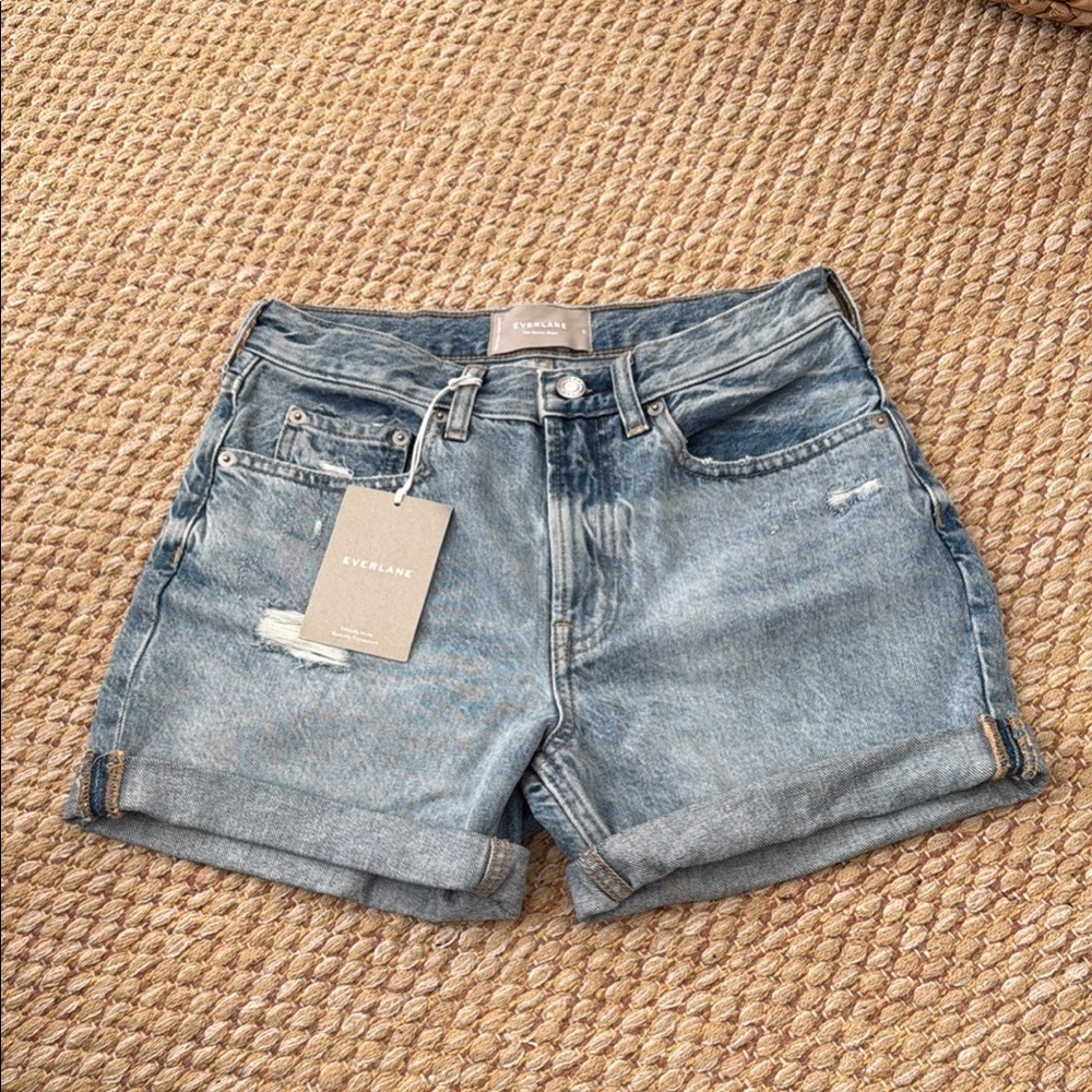 Everlane Blue Jean Shorts with Cuffed Hem